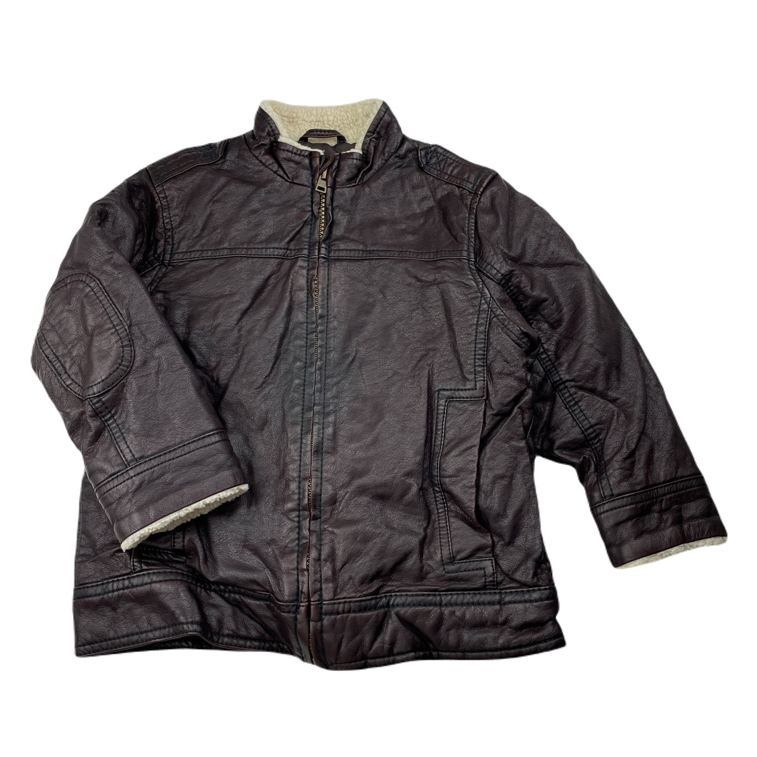 Boys Target, dark brown faux leather bomber jacket, small cracks back neck, FUC, size 3,  