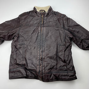 Boys Target, dark brown faux leather bomber jacket, small cracks back neck, FUC, size 3,  
