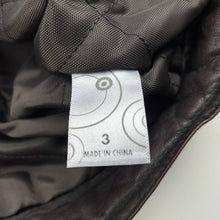 Load image into Gallery viewer, Boys Target, dark brown faux leather bomber jacket, small cracks back neck, FUC, size 3,  
