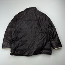 Load image into Gallery viewer, Boys Target, dark brown faux leather bomber jacket, small cracks back neck, FUC, size 3,  