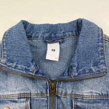 Load image into Gallery viewer, Girls Target, zip up stretch denim jacket, GUC, size 10,  