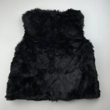 Load image into Gallery viewer, Girls Tilii, lined black faux fur vest, 3 hook fastening, EUC, size 10,  