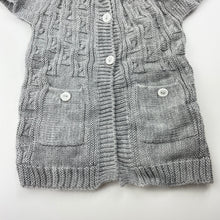 Load image into Gallery viewer, Girls grey, soft feel knitted short sleeve cardigan, no labels, L: 39cm, armpit to armpit: 25.5cm, EUC, size 2-3,  