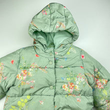 Load image into Gallery viewer, Girls Next, fleece lined wadded floral jacket / coat, L: 41cm, EUC, size 2-3,  