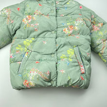 Load image into Gallery viewer, Girls Next, fleece lined wadded floral jacket / coat, L: 41cm, EUC, size 2-3,  