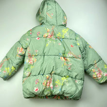 Load image into Gallery viewer, Girls Next, fleece lined wadded floral jacket / coat, L: 41cm, EUC, size 2-3,  