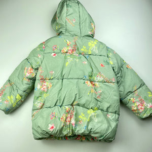 Girls Next, fleece lined wadded floral jacket / coat, L: 41cm, EUC, size 2-3,  