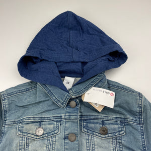 Girls Target, soft feel stretch denim hooded jacket, NEW, size 12,  