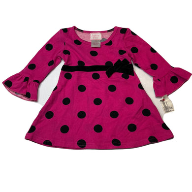Girls Sophie Fae, pink & black soft feel lightweight dress, NEW, size 1-2, L: 41cm