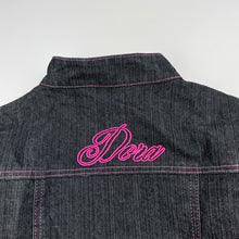 Load image into Gallery viewer, Girls Dora the Explorer, embroidered lightweight denim jacket, EUC, size 4,  