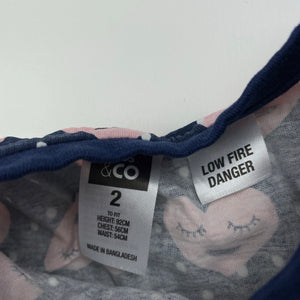 Girls Kids & Co, lightweight cotton pyjama top, EUC, size 2,  