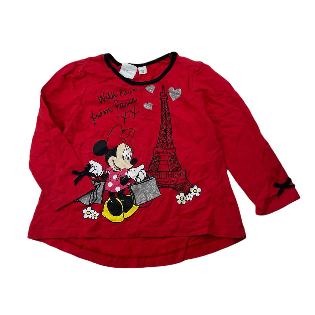 Girls Disney, Minnie Mouse stretchy long sleeve top, GUC, size 3,  