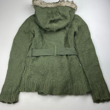 Load image into Gallery viewer, Girls Miss Understood, khaki chunky knit hooded cardigan, L: 52cm, EUC, size 9,  