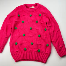 Load image into Gallery viewer, Girls pink, knitted sweater / jumper, armpit to armpit: 30.5cm, shoulder to cuff: 37cm, GUC, size 4-5,  
