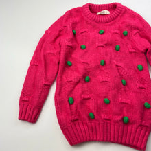 Load image into Gallery viewer, Girls pink, knitted sweater / jumper, armpit to armpit: 30.5cm, shoulder to cuff: 37cm, GUC, size 4-5,  