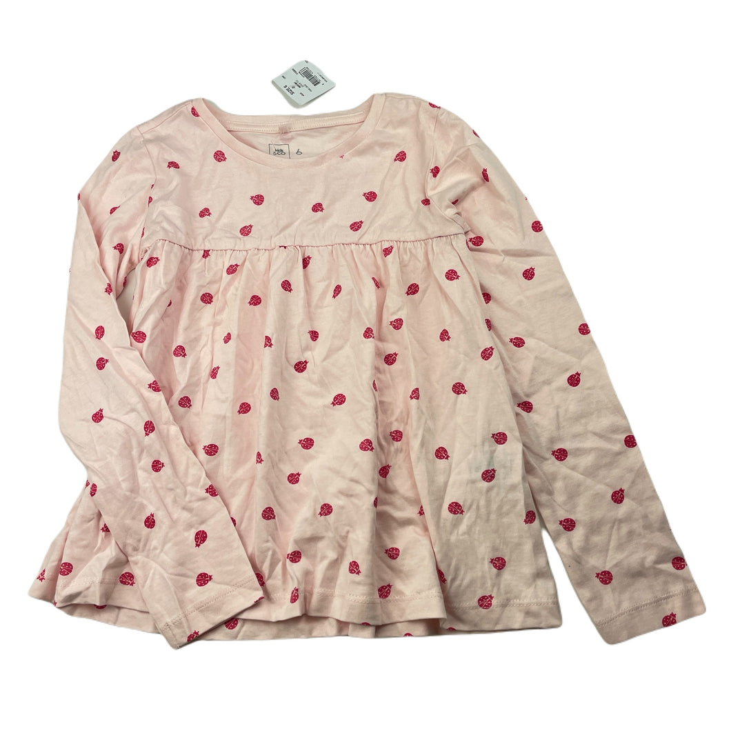 Girls Kids & Co, pink cotton long sleeve top, NEW, size 6,  
