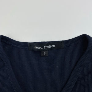 unisex Beau Hudson, navy ribbed lightweight cardigan, EUC, size 3,  