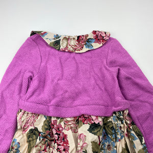 Girls y.t.guoguo, all-in-one knit/floral cotton top, L: 44cm, armpit to armpit: 27.5cm, shoulder to cuff: 33cm, NEW, size 3-4,  