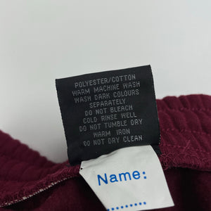 unisex LWR, maroon fleece lined school track pants, Inside leg: 66cm, EUC, size 12,  