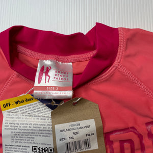 Girls BETWEEN THE FLAGS, long sleeve rashie / swim top, NEW, size 2,  