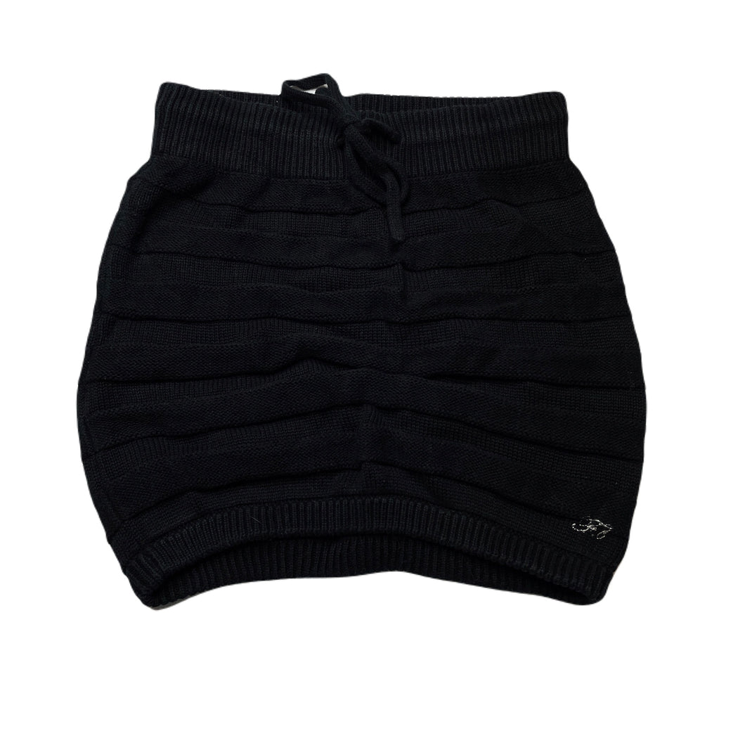 Girls Fresh Baked, black knitted cotton skirt, elasticated, L: 28.5cm, GUC, size 6,  