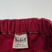 Load image into Gallery viewer, Girls Kids World, vintage red denim skirt, elasticated, L: 34.5cm, GUC, size 5,  