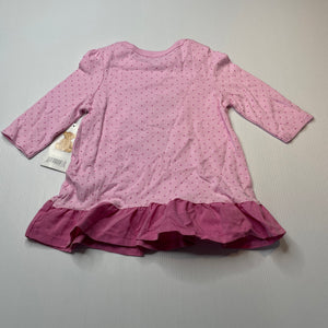 Girls Rene Rofe, pink cotton top, L: 40cm, NEW, size 2,  