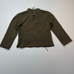 Girls WWW, khaki cotton long sleeve top, NEW, size 3,  