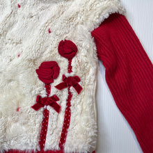 Load image into Gallery viewer, Girls Jam, red &amp; cream sweater / jumper, armpit to armpit: 31cm, shoulder to cuff: 32cm, GUC, size 4-5,  