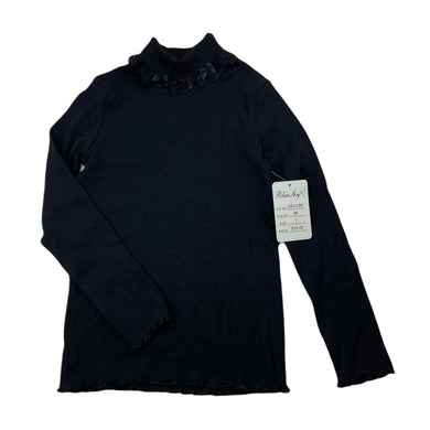 Girls Blue Sky, black ribbed roll neck top, NEW, size 7,  