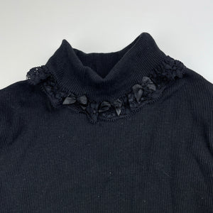 Girls Blue Sky, black ribbed roll neck top, NEW, size 7,  