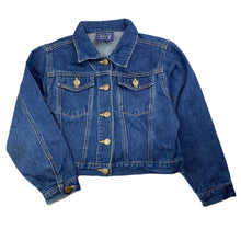 Load image into Gallery viewer, Girls CC Kids Jeans, blue denim jacket, light marks cuffs, FUC, size 7,  