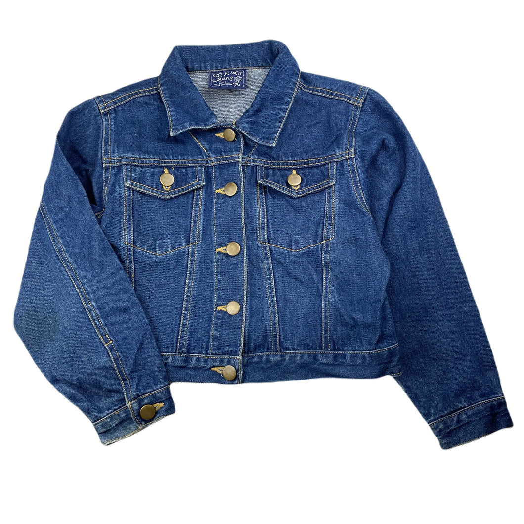 Girls CC Kids Jeans, blue denim jacket, light marks cuffs, FUC, size 7,  