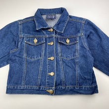 Load image into Gallery viewer, Girls CC Kids Jeans, blue denim jacket, light marks cuffs, FUC, size 7,  