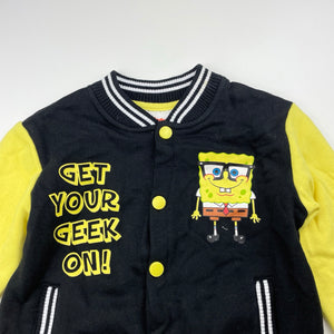 unisex Nickelodeon, Sponge Bob Square Pants fleece lined varsity jacket, EUC, size 3,  