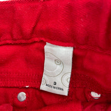 Load image into Gallery viewer, Boys Target, red stretch denim pants, adjustable, Inside leg: 36.5cm, EUC, size 3,  