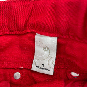 Boys Target, red stretch denim pants, adjustable, Inside leg: 36.5cm, EUC, size 3,  
