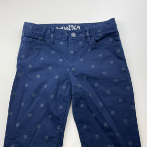 Girls GAP, navy stretch cotton pants, adjustable, Inside leg: 64cm, EUC, size 10-11,  