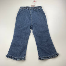 Load image into Gallery viewer, Girls Target, blue stretch denim pants, elasticated, Inside leg: 30cm, NEW, size 2,  