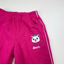 Load image into Gallery viewer, Girls pink, fleece lined track pants, elasticated, Inside leg: 31.5cm, EUC, size 2,  