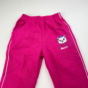 Girls pink, fleece lined track pants, elasticated, Inside leg: 31.5cm, EUC, size 2,  