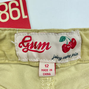 Girls Gum, stretch corduroy pants, adjustable, Inside leg: 67.5cm, NEW, size 12,  