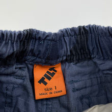Load image into Gallery viewer, Boys Tilt, camo print cotton cargo pants, elasticated, Inside leg: 29.5cm, GUC, size 1,  