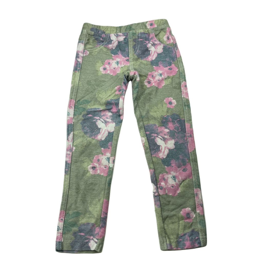 Girls Fun Spirit, floral stretchy leggings, elasticated, Inside leg: 38cm, GUC, size 3,  