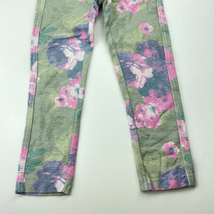 Girls Fun Spirit, floral stretchy leggings, elasticated, Inside leg: 38cm, GUC, size 3,  