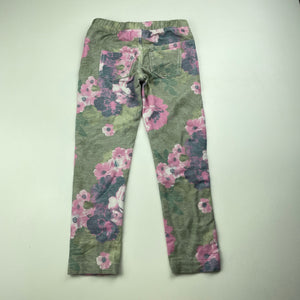 Girls Fun Spirit, floral stretchy leggings, elasticated, Inside leg: 38cm, GUC, size 3,  