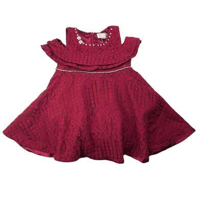 Girls Blue Sky, lined lace party dress, FUC, size 0, L: 40cm