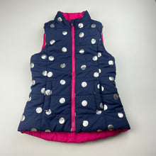 Load image into Gallery viewer, Girls Milkshake, reversible navy/pink puffer vest, EUC, size 6,  