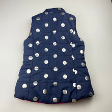 Load image into Gallery viewer, Girls Milkshake, reversible navy/pink puffer vest, EUC, size 6,  