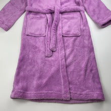 Load image into Gallery viewer, Girls Neon, purple hooded dressing gown / bath robe, L: 70cm, GUC, size 5,  